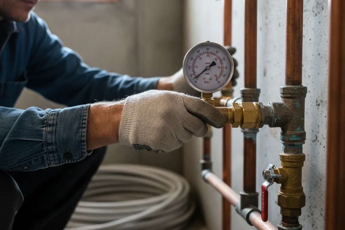 Pressure testing a repaired line during Water Line Repair in Ocean Beach